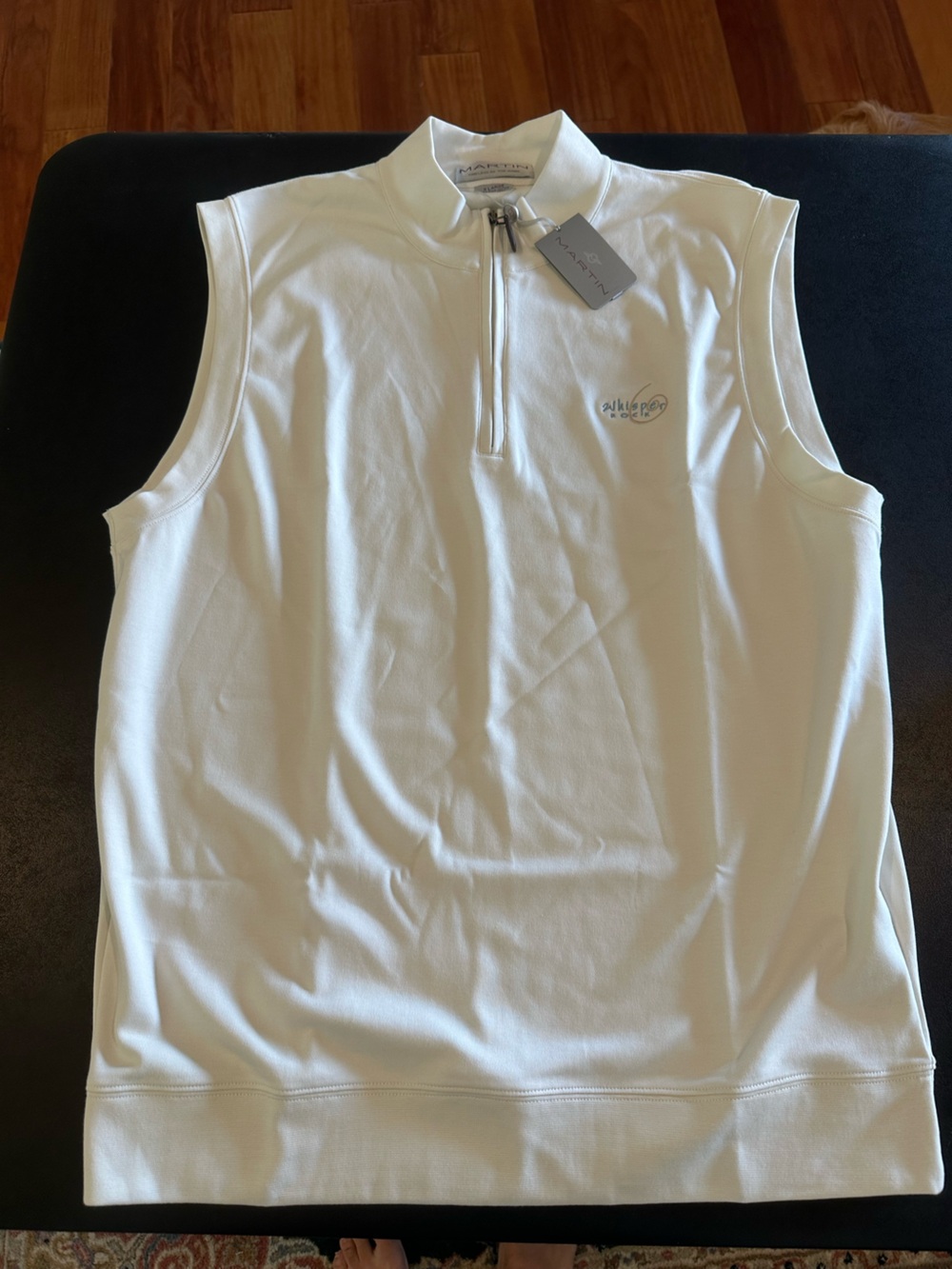 Martin Timeless as the Game Men's White Sleeveless Zip Vest Whisper Rock Golf XL